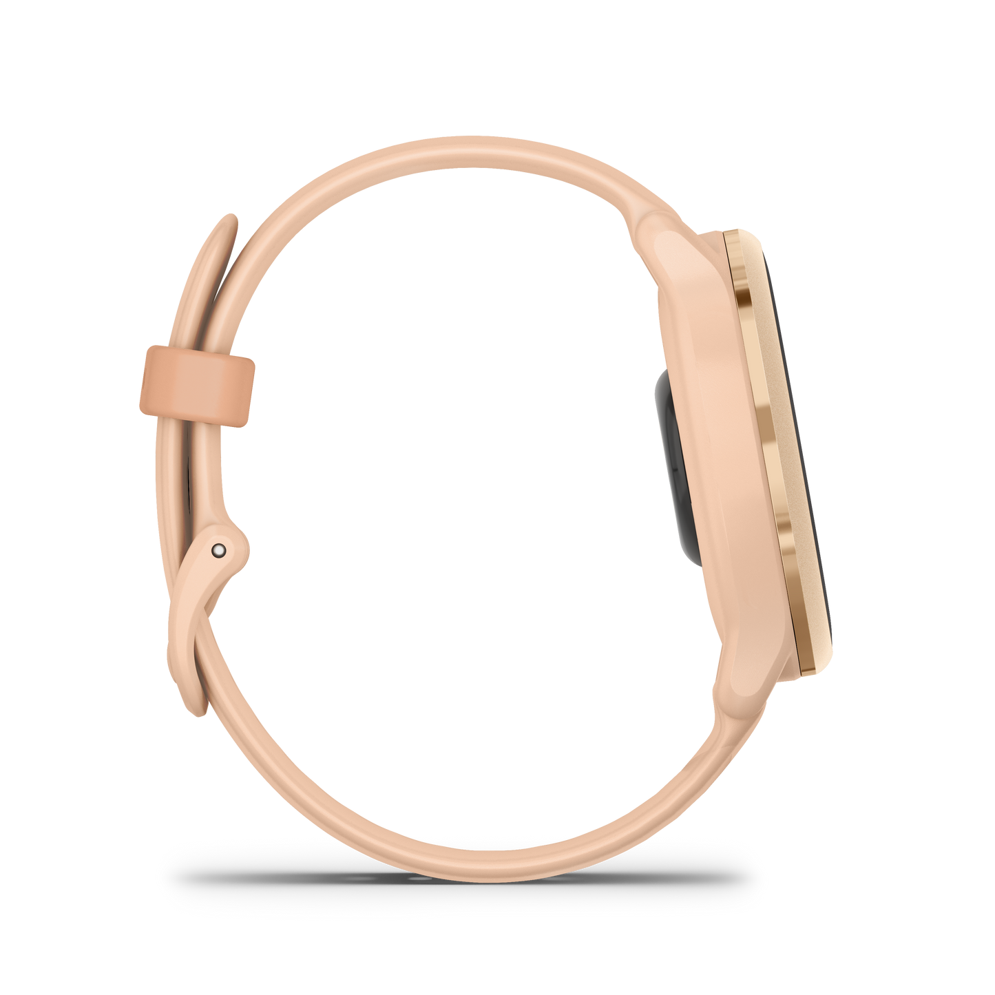 Garmin Vivoactive 6 smartwatch with metallic pink-dawn finish and pink-dawn band