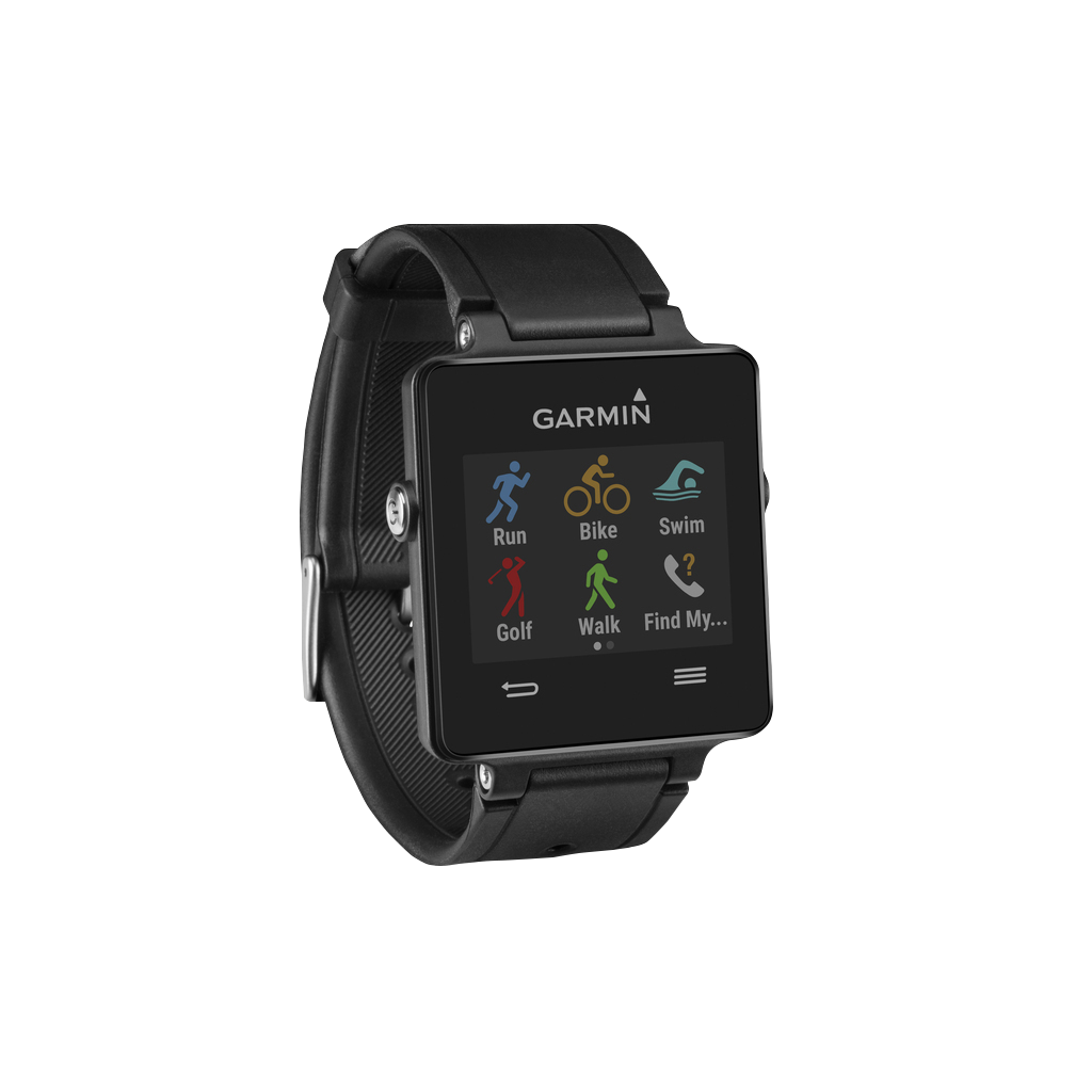 Garmin Vivoactive smartwatch, black band, GPS with square touchscreen