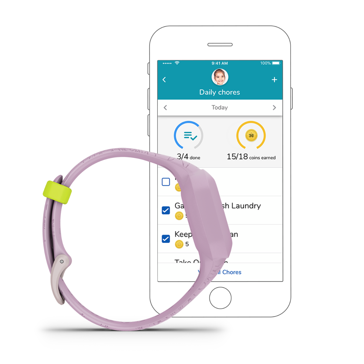 Garmin vivofit jr. 3 Lilac Floral activity tracker with purple band