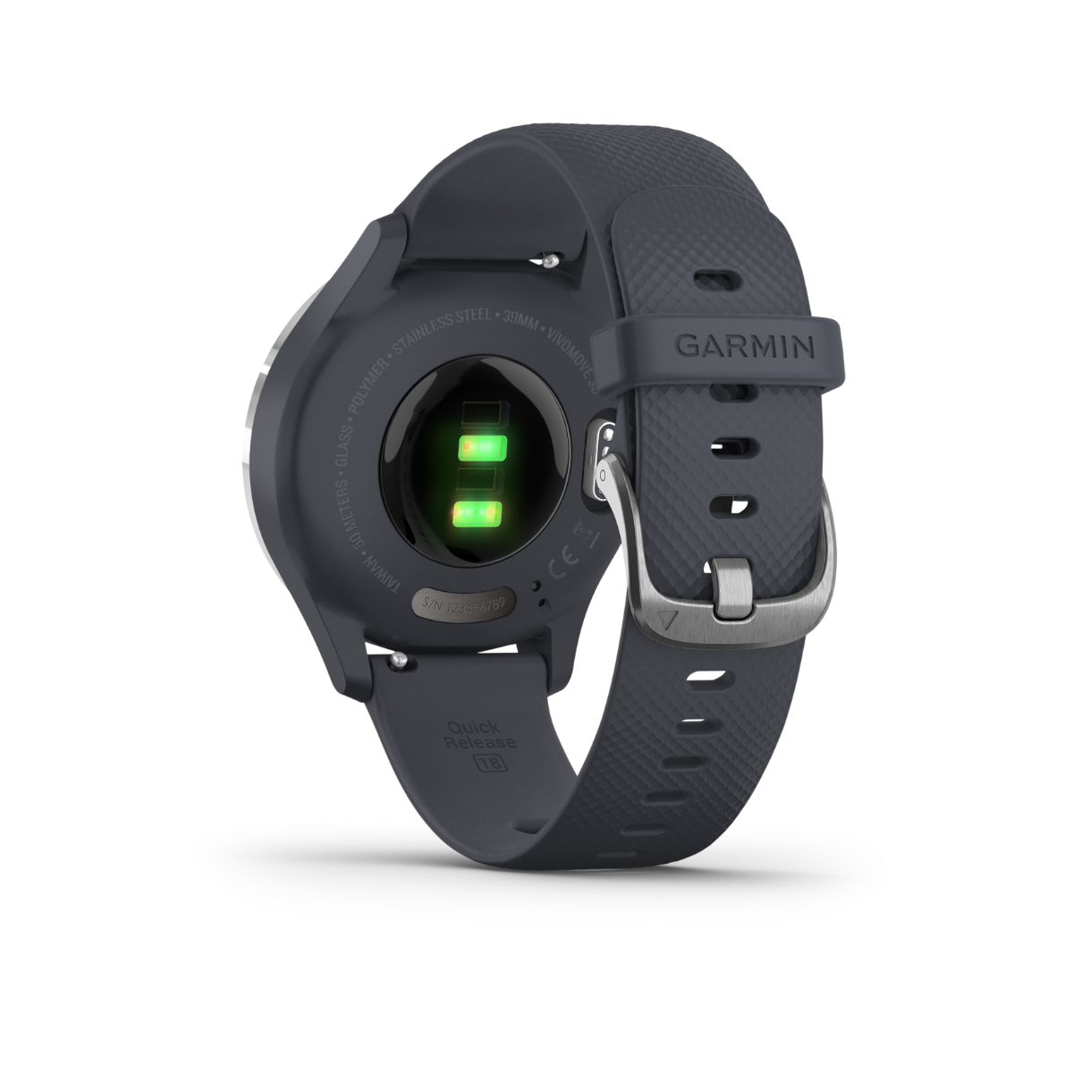 Garmin Vívomove 3S, Silver with Granite Blue Band, GPS Smartwatch (Garmin Certified Refurbished) by Garmin