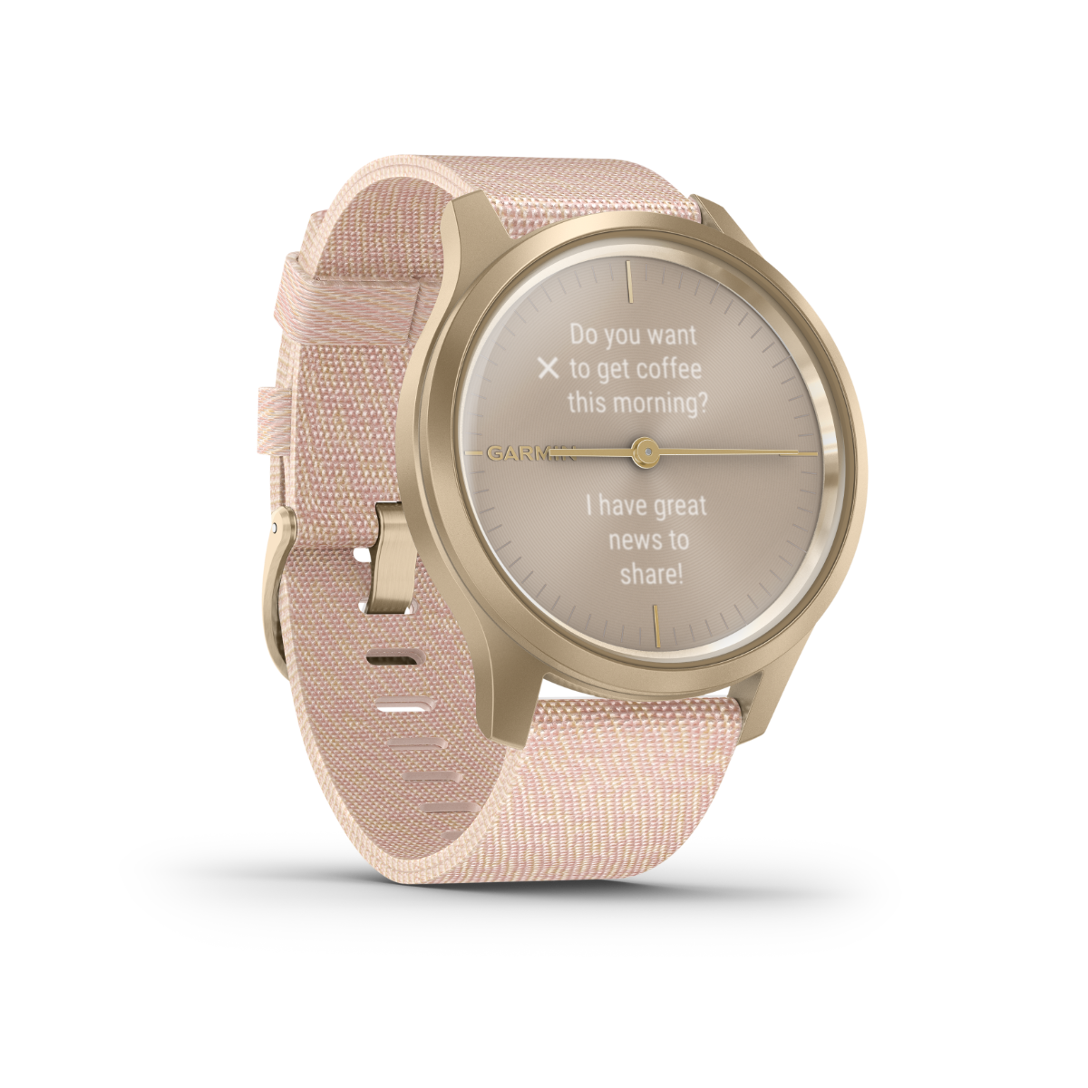 Garmin Vívomove Style, Light Gold w/ Blush Pink Nylon Band, GPS Smartwatch (Garmin Certified Refurbished) by Garmin