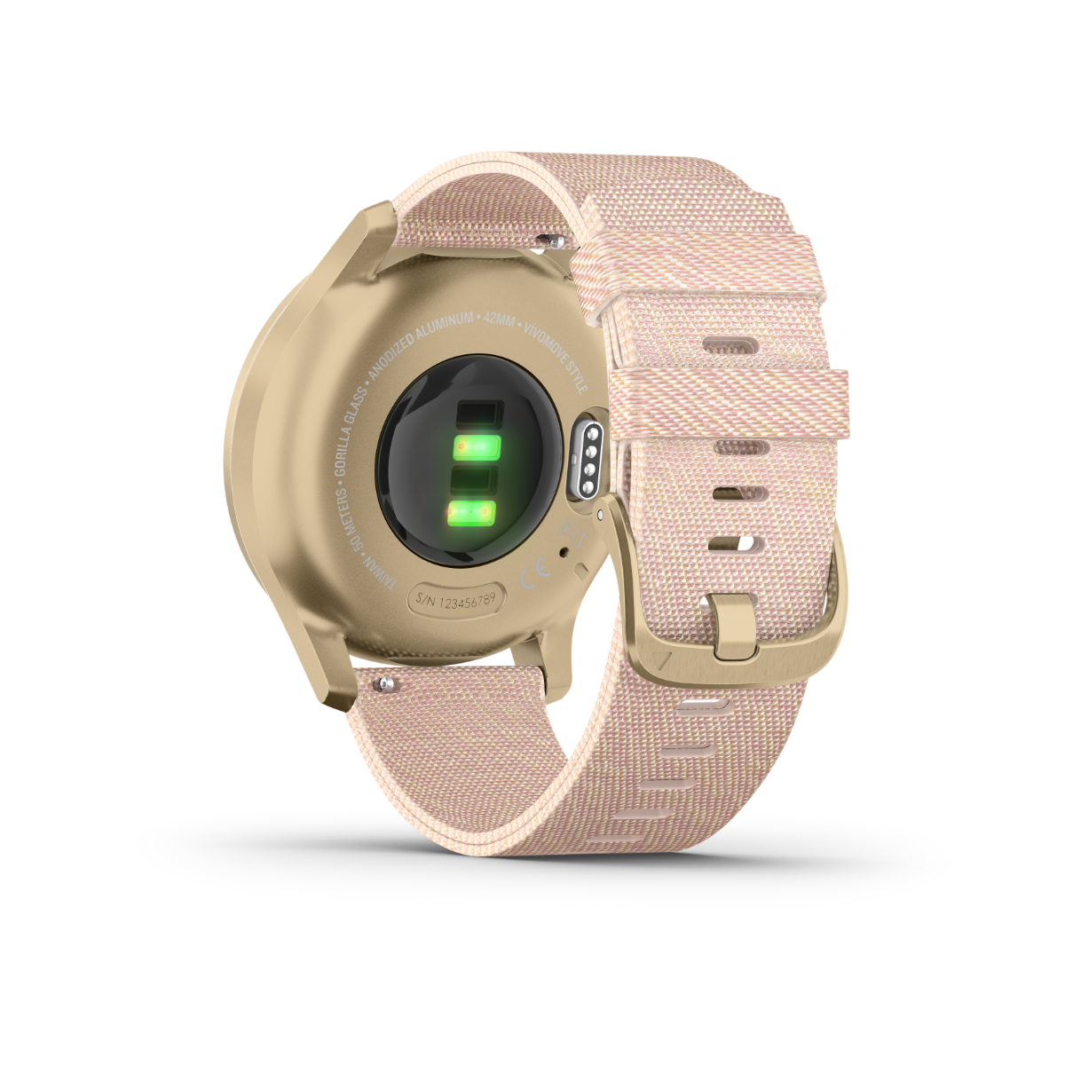 Garmin Vívomove Style, Light Gold w/ Blush Pink Nylon Band, GPS Smartwatch (Garmin Certified Refurbished) by Garmin