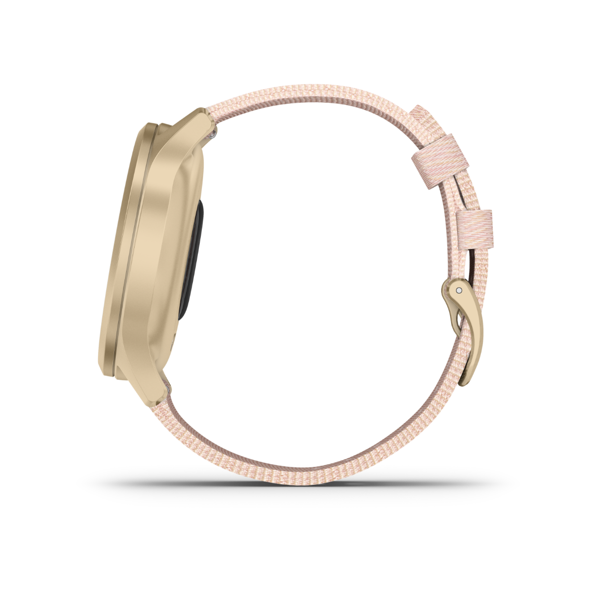 Garmin Vívomove Style GPS smartwatch with light gold case and blush pink nylon band (certified refurbished)