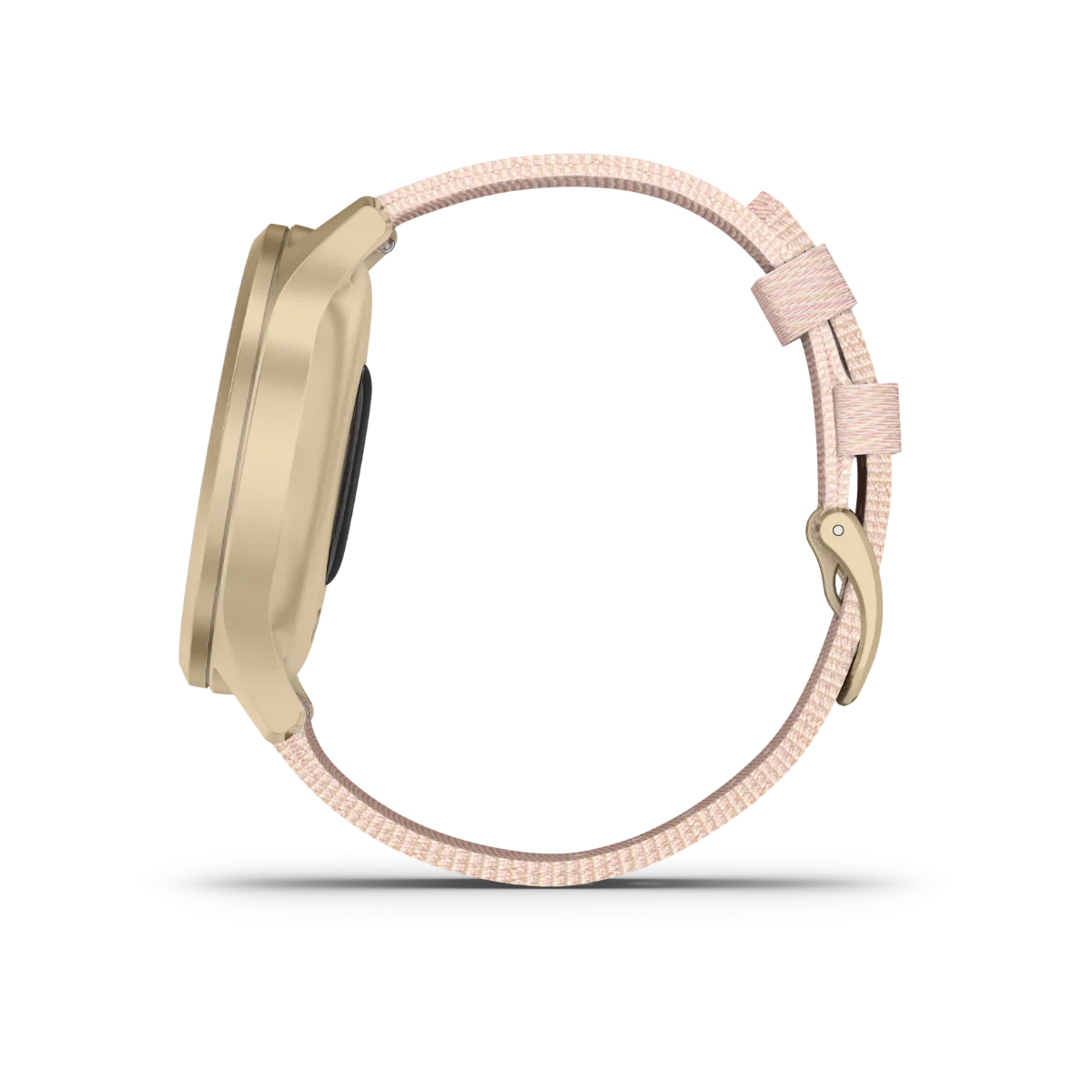 Garmin Vívomove Style GPS smartwatch with light gold case and blush pink nylon band (certified refurbished)