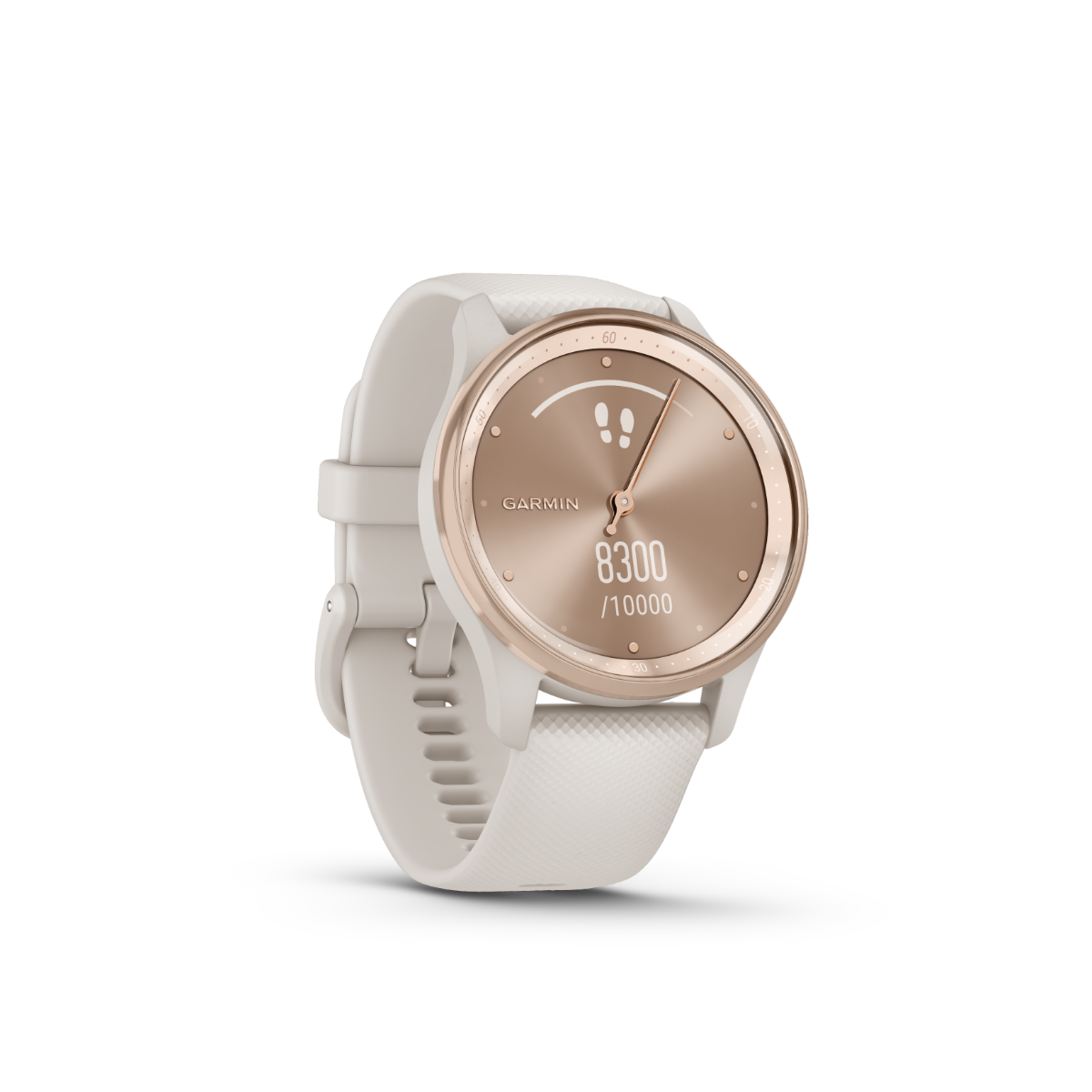 Garmin vivomove Trend, Peach Gold Stainless Steel Bezel with Ivory Case and Silicone Band (010-02665-01) by Garmin