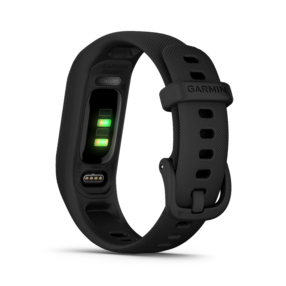 Garmin Vivosmart 5 smartwatch, black S/M with silicone band and charging contacts
