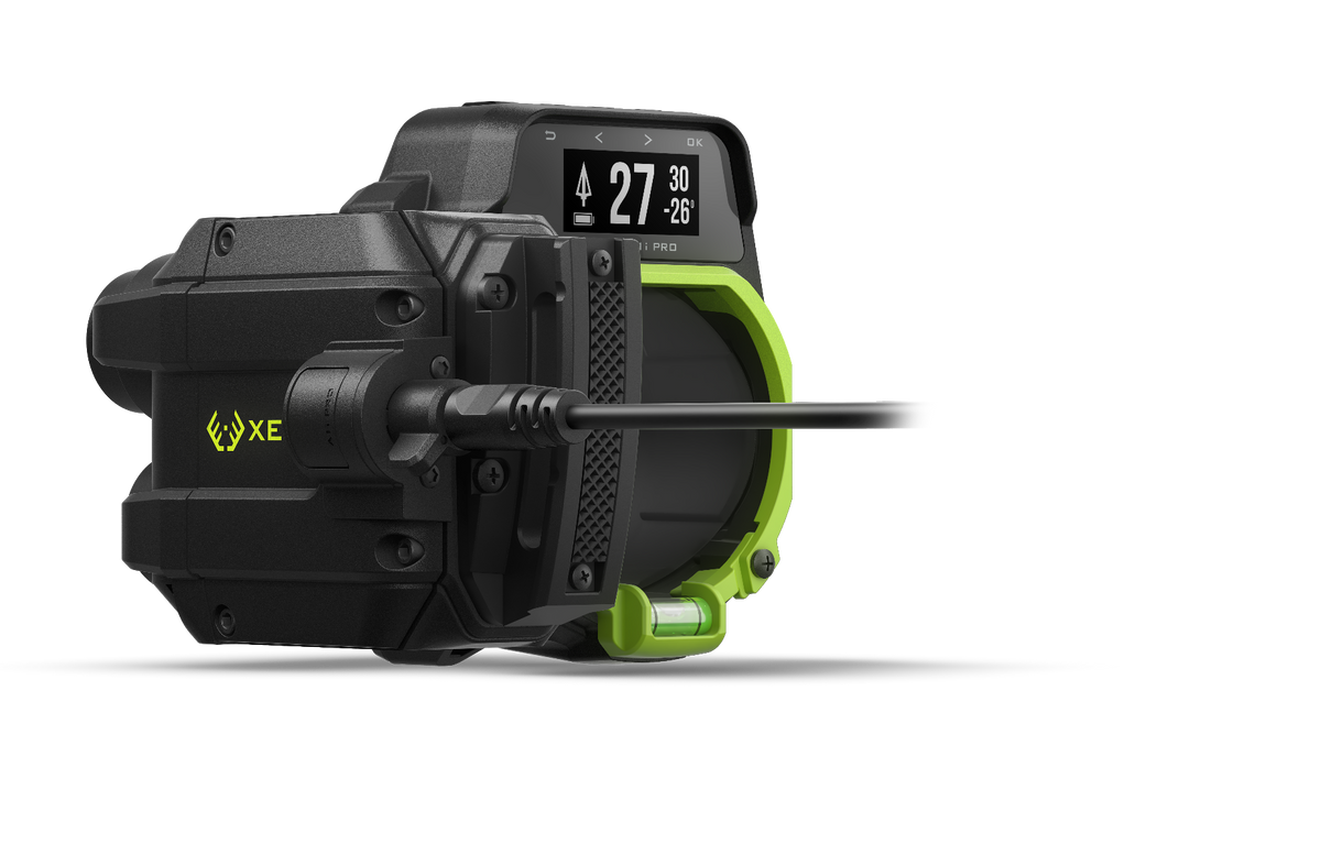 Garmin Xero A1i PRO left-handed bow sight with lime-green frame and black housing