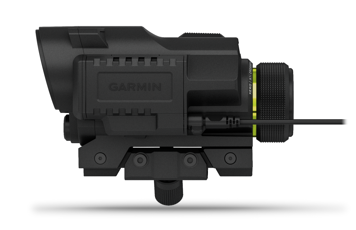Garmin Xero X1i Crossbow Scope, black with lime-green accent, mounted on a rail