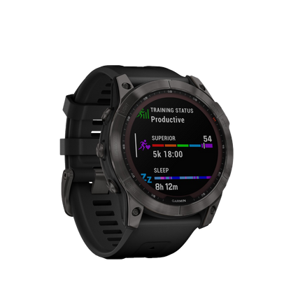 Garmin Fenix 7X Sapphire Solar - Carbon Gray DLC Titanium with Black Band (010-02541-10) by Garmin