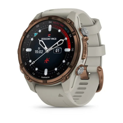 Garmin Descent Mk3i 43 mm Bronze PVD titanium bezel with French Gray silicone band