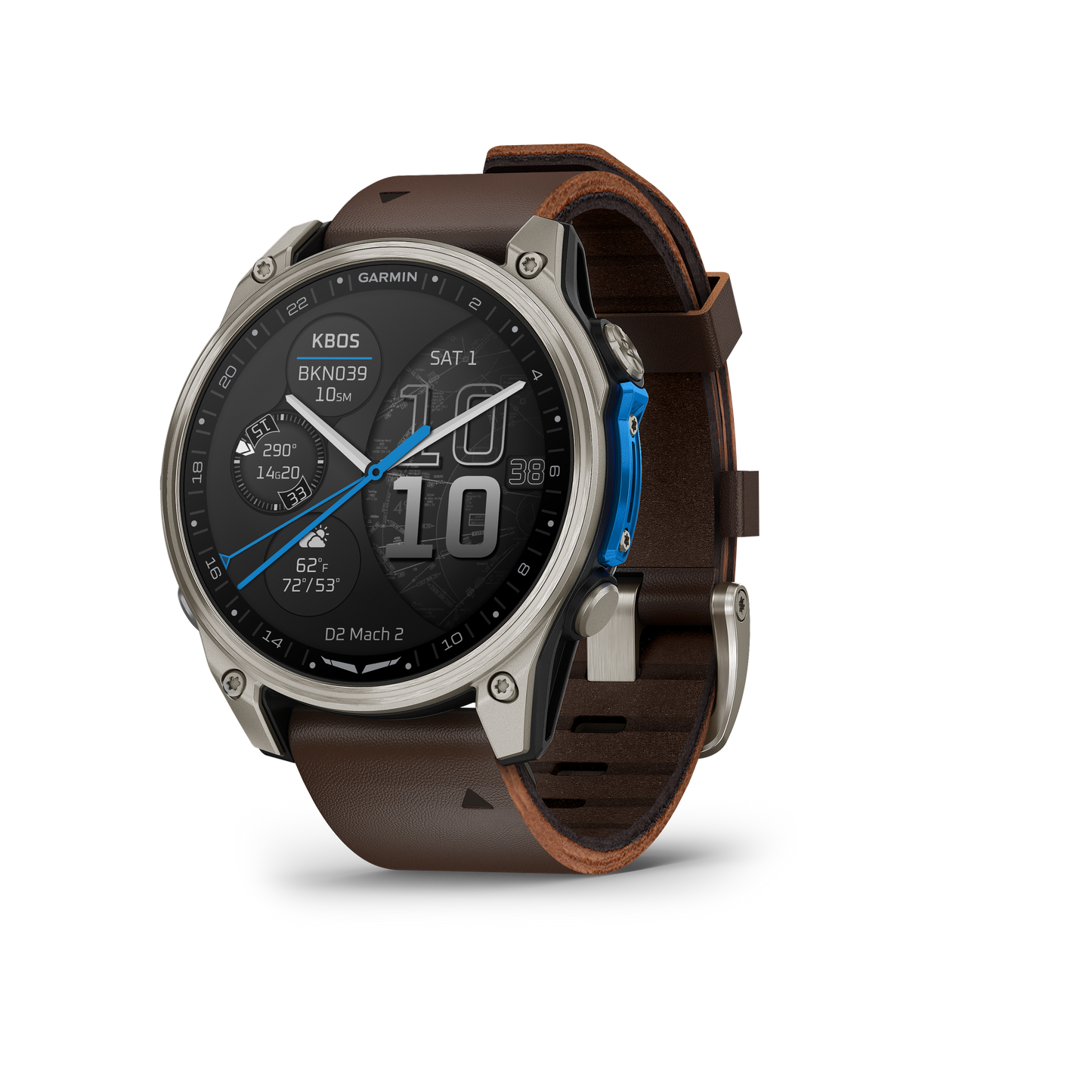 Garmin D2 Mach 1 Pro, montre connectée aviateur 51 mm avec bracelet en titane ventilé (010-02804-80)