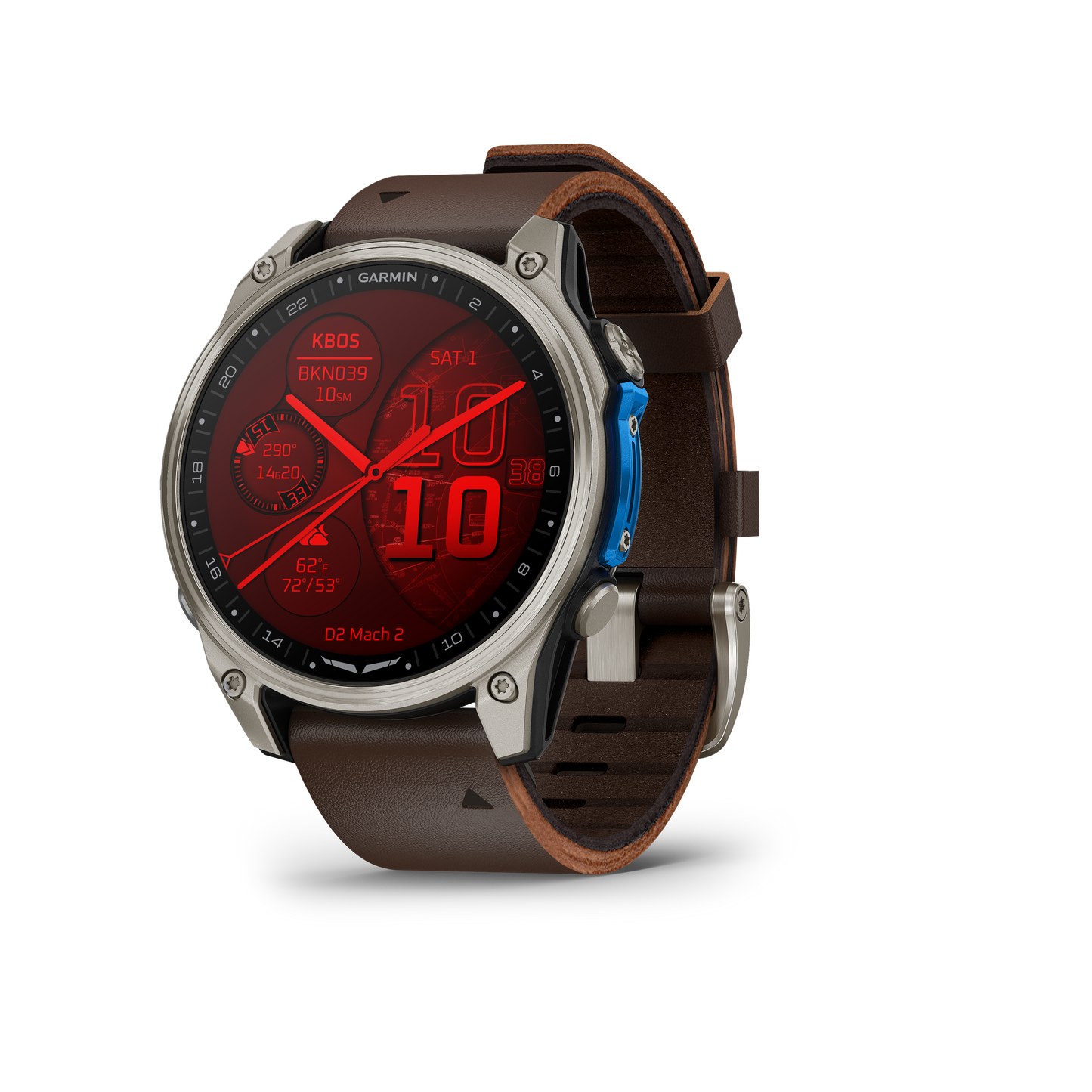 Garmin D2 Mach 1 Pro, montre connectée aviateur 51 mm avec bracelet en titane ventilé (010-02804-80)