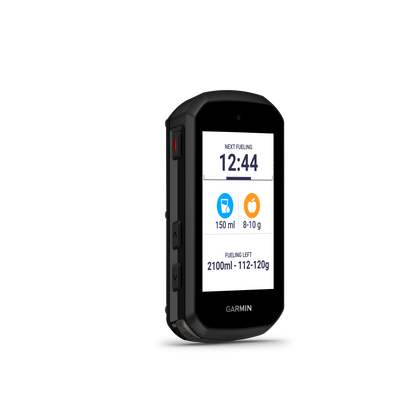 Garmin Edge 850 device only; black bicycle computer with Garmin branding and fueling metrics on screen.