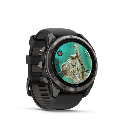 Garmin Fenix 8 Pro, 51 mm, MicroLED, Sapphire, Titanium w/ Black/Gray Silicone Band (010-03380-00)