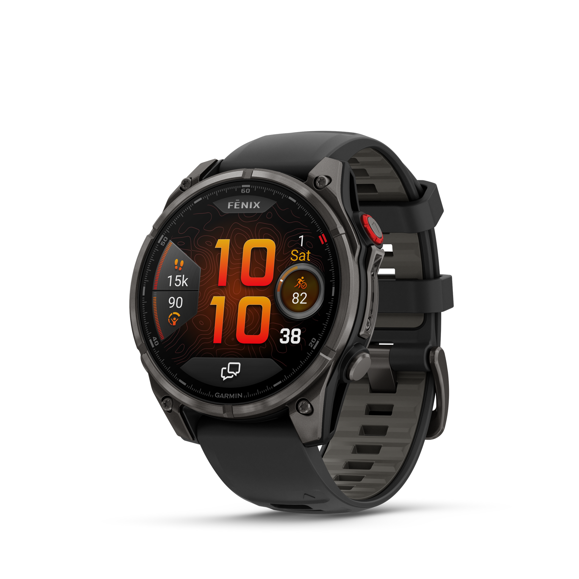 Garmin Fenix 8 Pro, 51 mm, AMOLED, Sapphire, Carbon Gray DLC Titanium with Black/Pebble Gray Silicone Band (010-03199-00) by Garmin