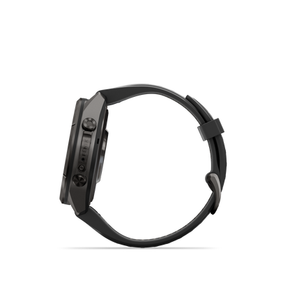 Garmin Fenix 9 Pro AMOLED, (43mm), DLC Titanium w/ Black and Gray Silicone Band (010-04335-15)