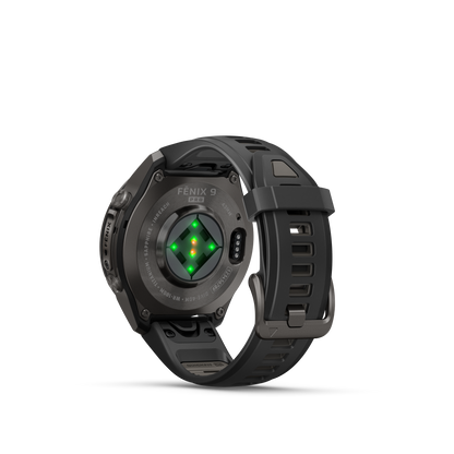 Garmin Fenix 9 Pro inReach AMOLED, (43mm), DLC Titanium w/ Black and Gray Silicone Band (010-04335-10)
