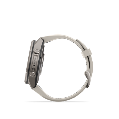 Garmin Fenix 9 Pro inReach AMOLED, (43mm), Titanium w/ Gray and Sandstone Silicone Band (010-04335-80)