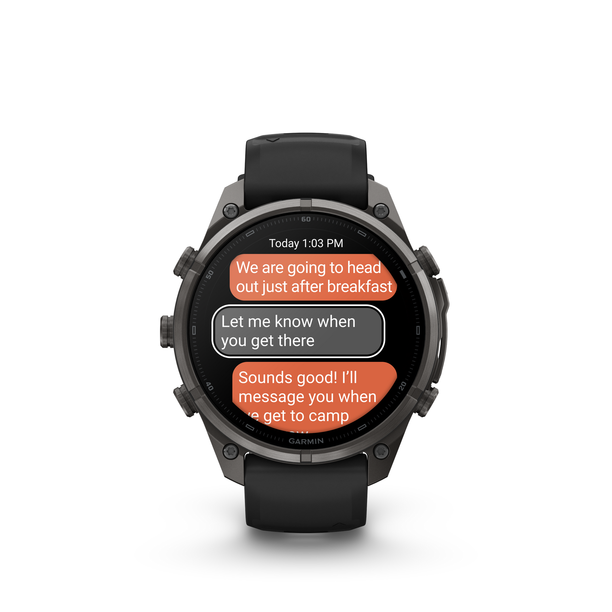 Garmin Fenix 9 Pro inReach AMOLED 47mm DLC titanium smartwatch with black/gray silicone band