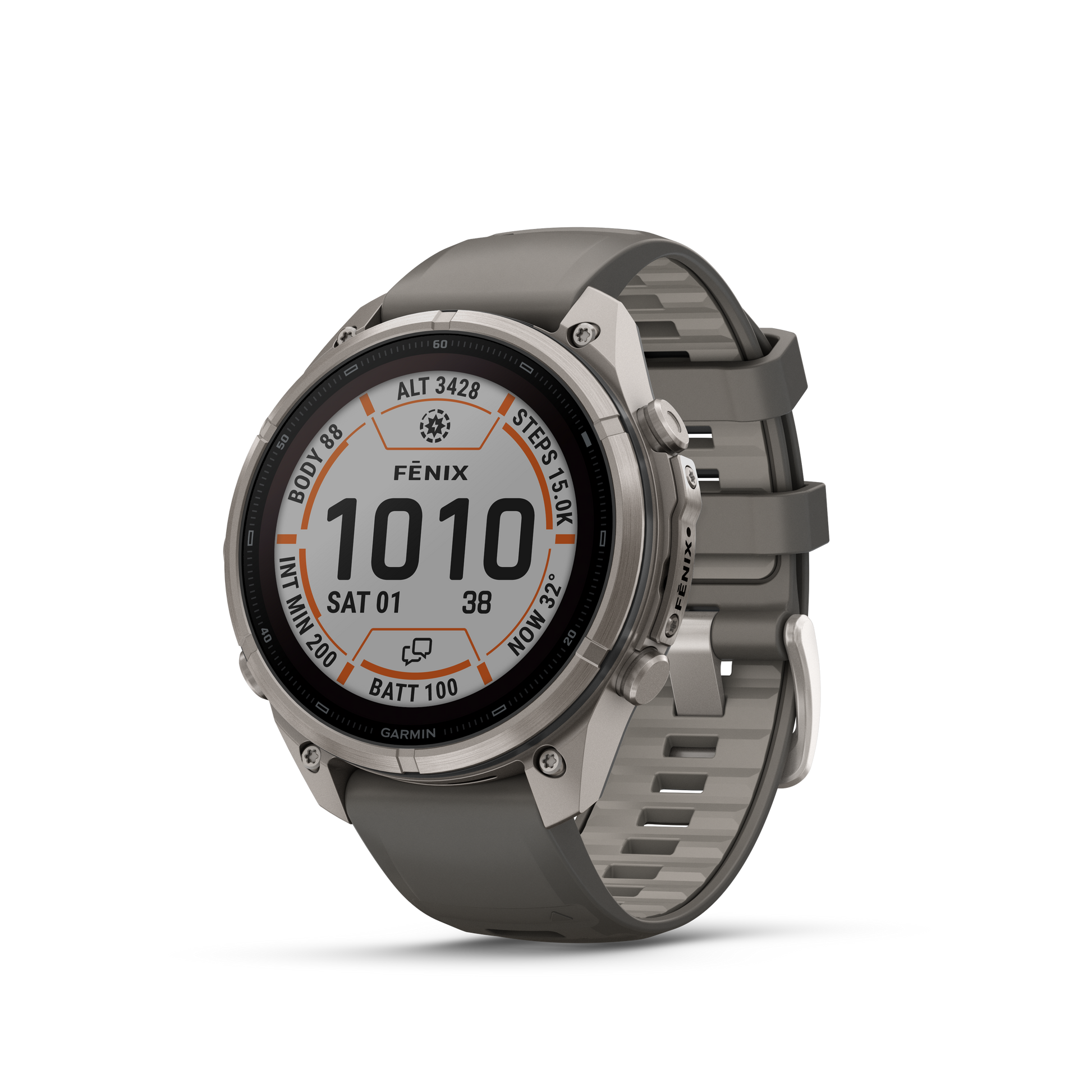 Garmin Fenix 9 Pro inReach Solar titanium smartwatch with 47mm case and gray-silver silicone band