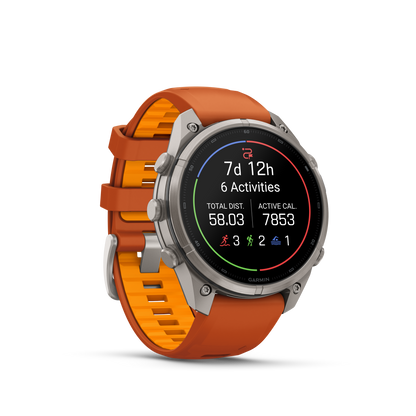 Garmin Fenix 9 Pro inReach AMOLED, (47mm), Titanium w/ Orange Silicone Band (010-04336-05)