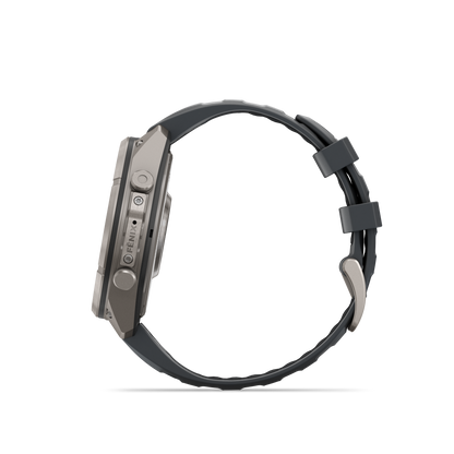 Garmin Fenix 9 Pro inReach AMOLED smartwatch with titanium case and graphite/black silicone band
