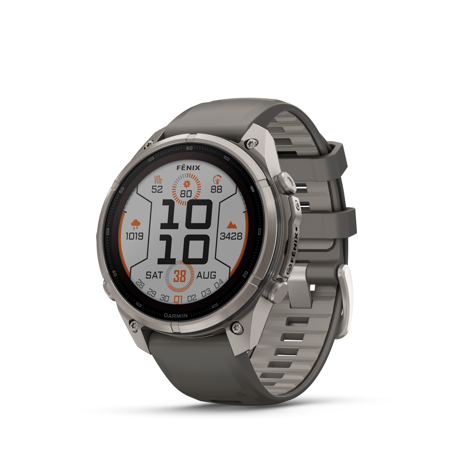 Garmin Fenix 9 Pro Solar smartwatch, 47mm titanium case with gray-silver silicone band