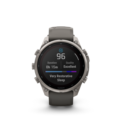 Garmin Fenix 9 Pro Solar 47mm titanium smartwatch with gray-silver silicone band