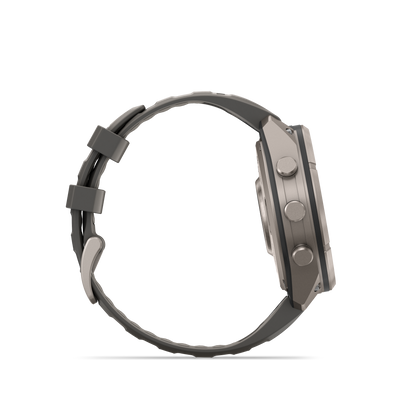 Garmin Fenix 9 Pro Solar smartwatch, 47mm titanium case with gray and silver silicone band