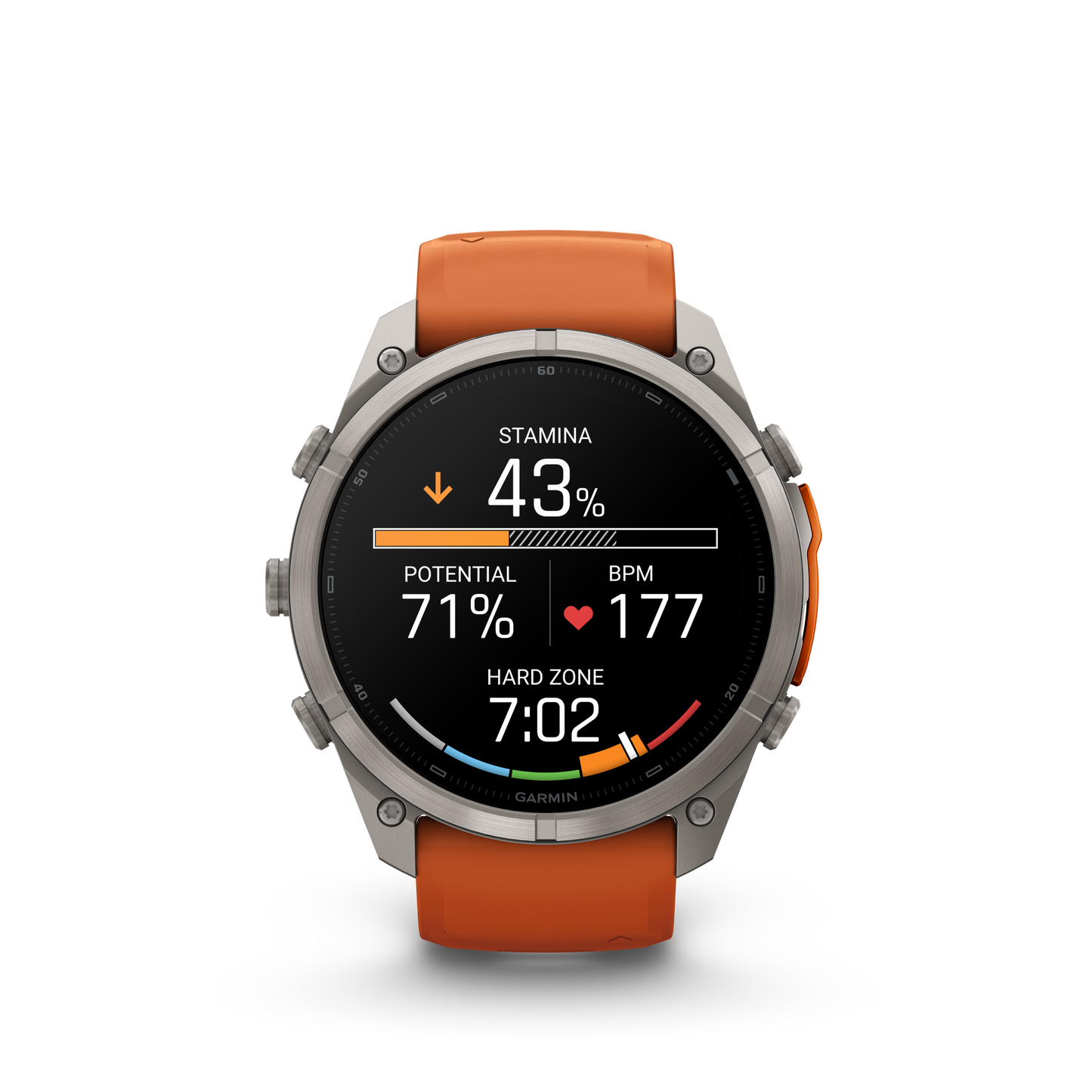 Garmin Fenix 9 Pro inReach AMOLED 51mm titanium smartwatch with orange silicone band