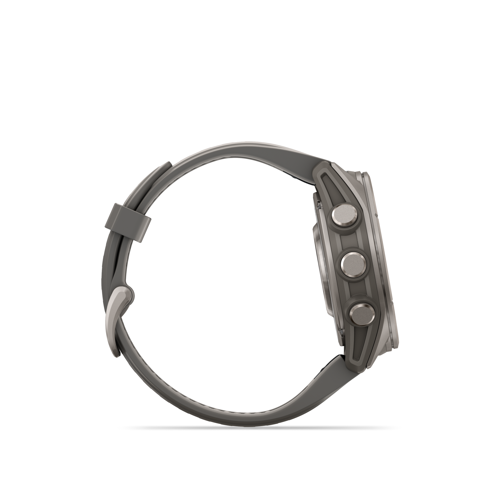 Garmin Fenix 9 AMOLED 43mm titanium smartwatch with gray silicone band