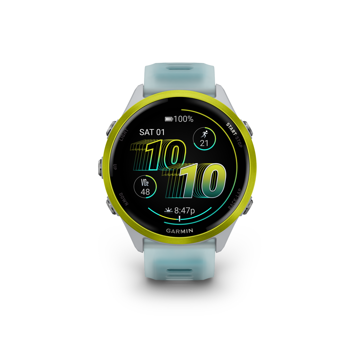 Garmin Forerunner 570, 47mm, Amp Yellow with Whitestone/Turquoise Band (010-02971-01) by Garmin
