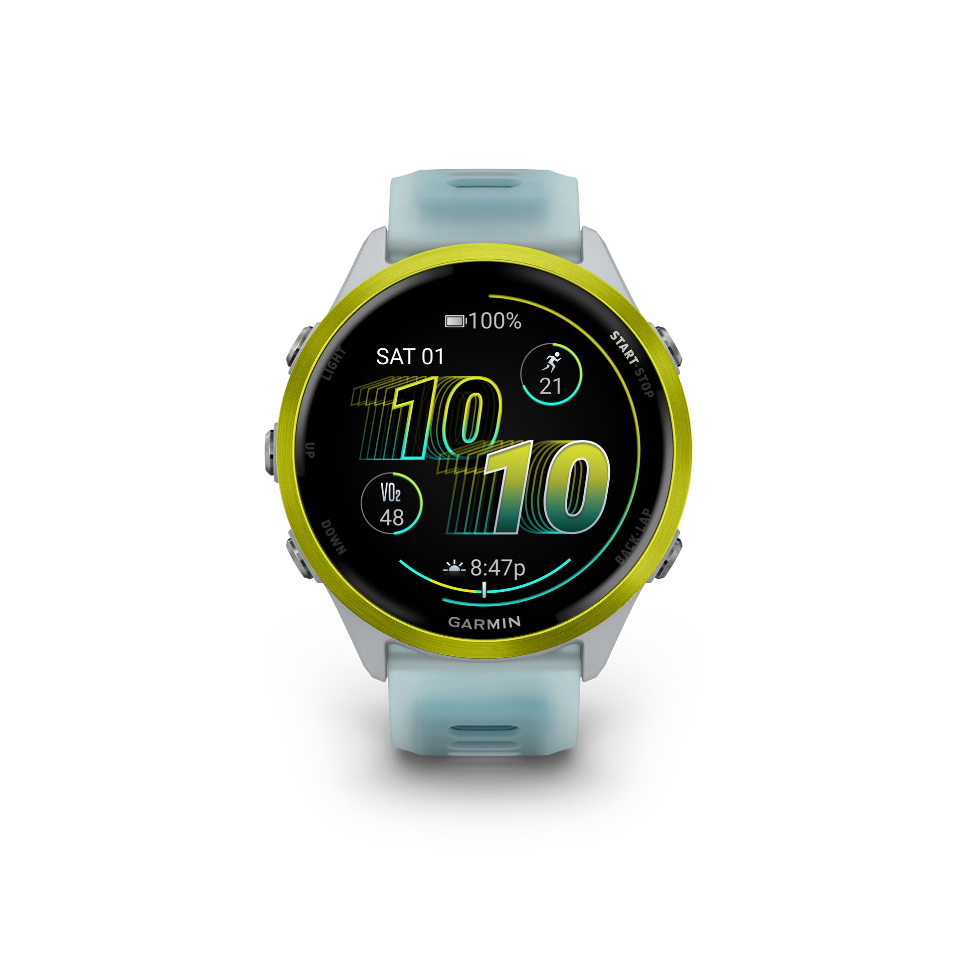 Garmin Forerunner 570, 47mm, Amp Yellow with Whitestone/Turquoise Band (010-02971-01) by Garmin