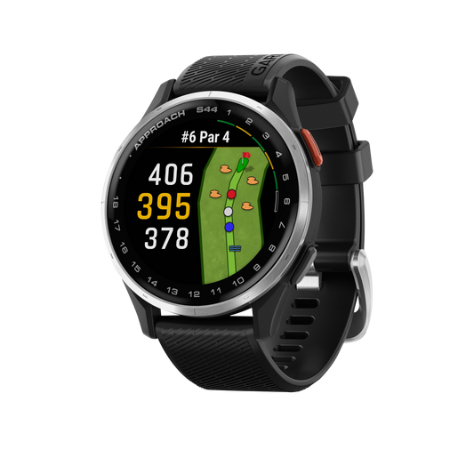 Garmin Approach S44, Silver Bezel/Black Band, Golf GPS Smartwatch & Rangefinder (010-03009-00) by Garmin