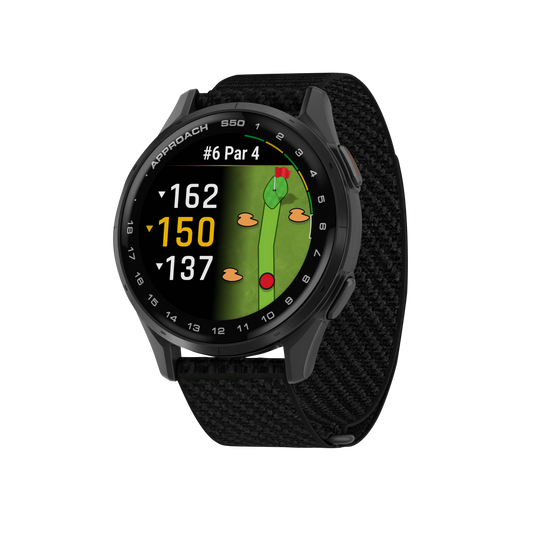 Garmin Approach S50, Slate Bezel/Black ComfortFit Nylon Band, Golf GPS Smartwatch & Rangefinder (010-03010-00) by Garmin