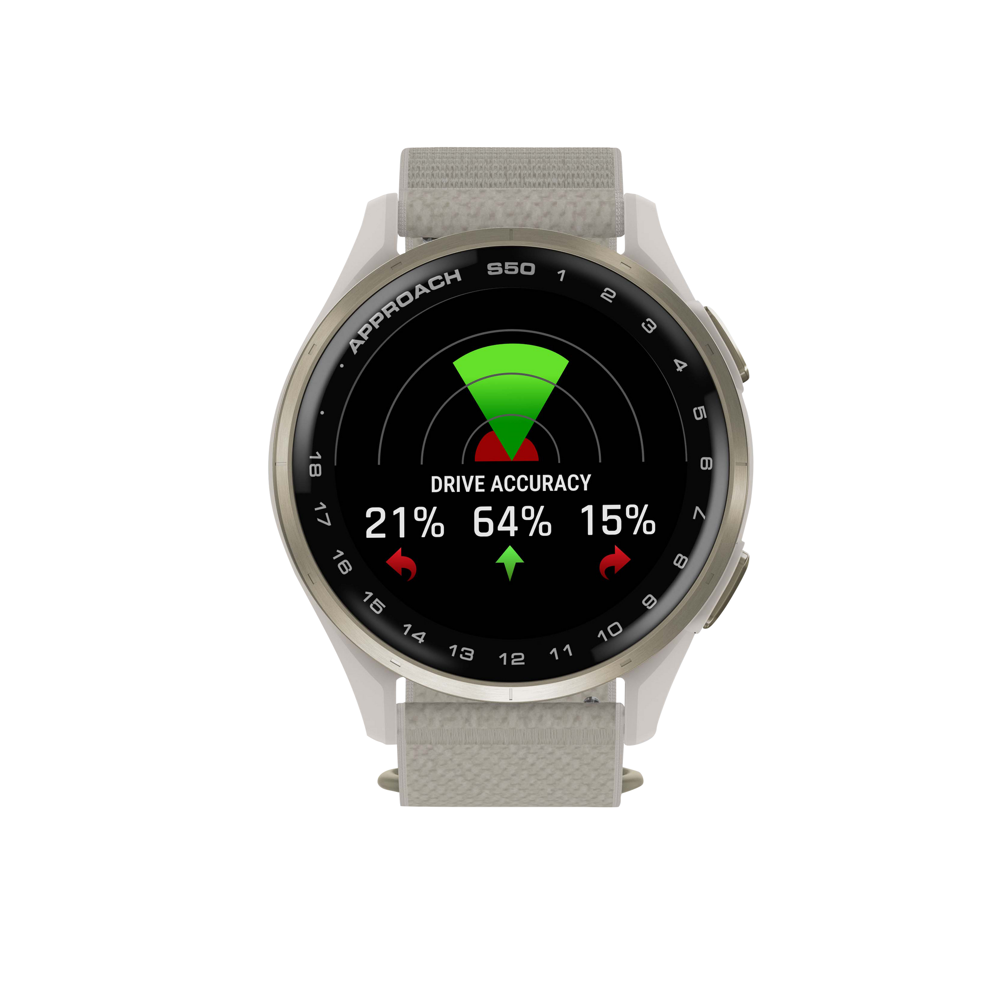 Garmin Approach S50, Gold Bezel/Ivory ComfortFit Nylon Band, Golf Garmin Approach S50, Gold Bezel/Ivory ComfortFit Nylon Band, Golf