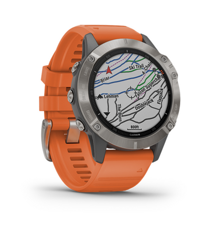 Garmin Fenix 6X Pro Solar, Sapphire, Titanium with Orange Band (010-02157-B2) by Garmin