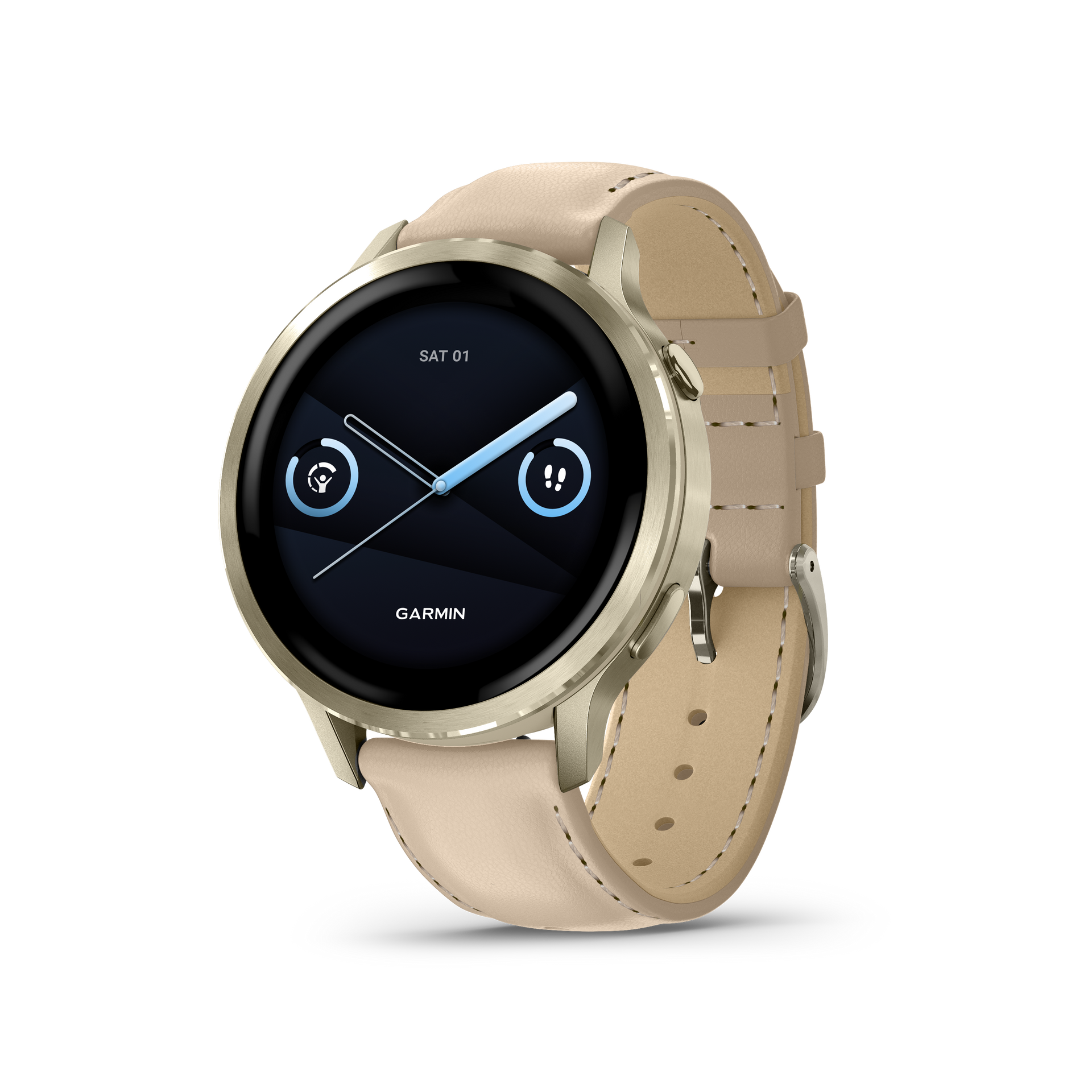 Garmin Venu 4, 41mm, Lunar Gold with Bone Silicone Band and Light Sand Leather Band (010-03013-03)