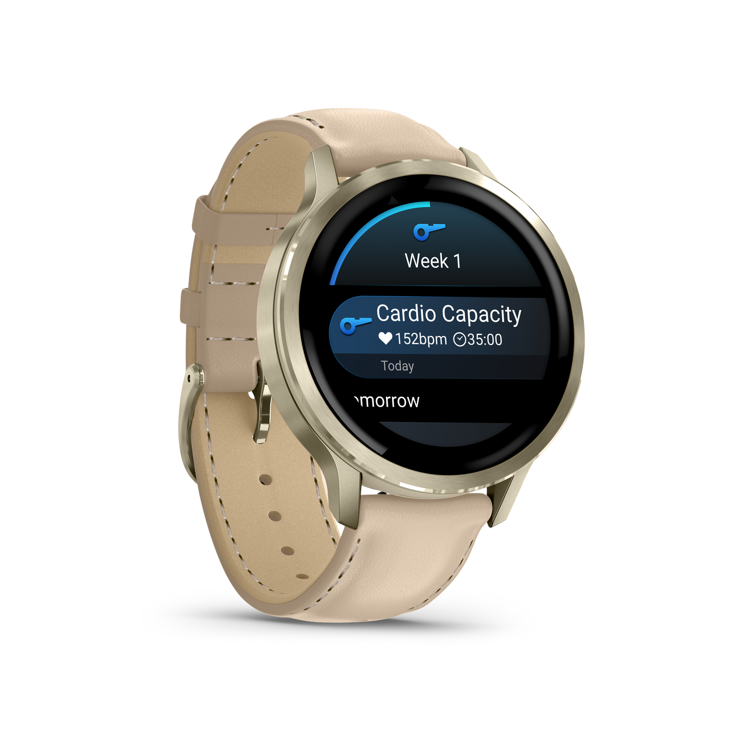 Garmin Venu 4, 41mm, Lunar Gold with Bone Silicone Band and Light Sand Leather Band (010-03013-03) by Garmin