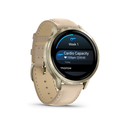 Garmin Venu 4, 41mm, Lunar Gold with Bone Silicone Band and Light Sand Leather Band (010-03013-03) by Garmin