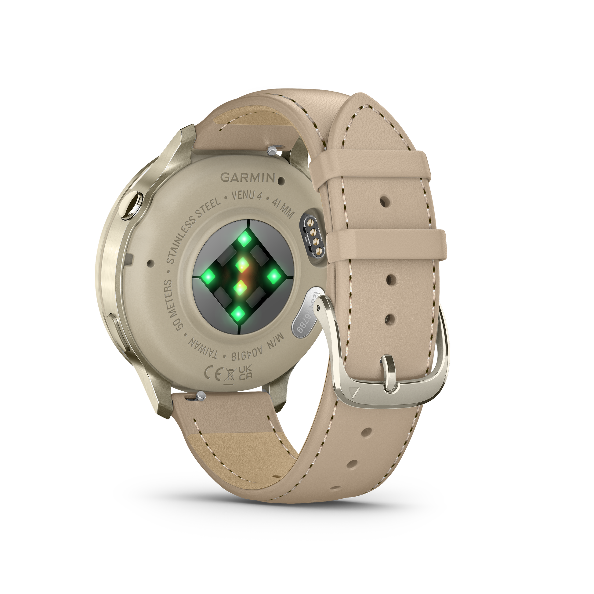 Garmin Venu 4, 41mm, Lunar Gold with Bone Silicone Band and Light Sand Leather Band (010-03013-03) by Garmin