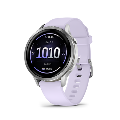 Garmin Venu 4, 41mm, Silver with Periwinkle Silicone Band (010-03013-01) by Garmin