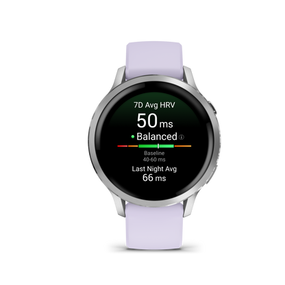 Garmin Venu 4, 41mm, Silver with Periwinkle Silicone Band (010-03013-01) by Garmin