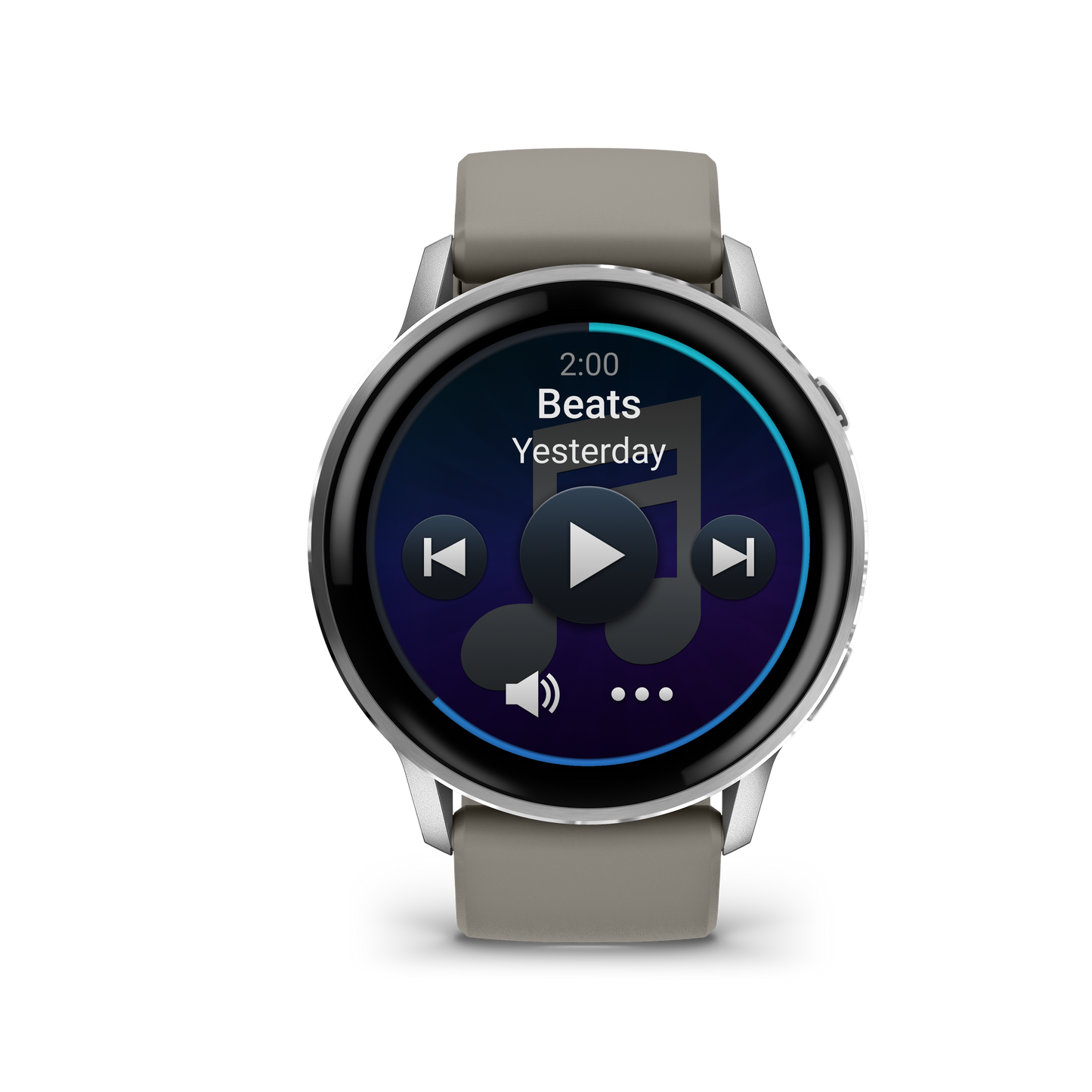 Garmin Venu 4 smartwatch, 45mm silver case with silver-gray silicone band