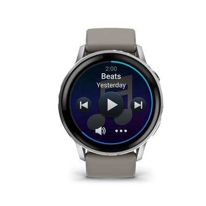 Garmin Venu 4 smartwatch, 45mm silver case with silver-gray silicone band