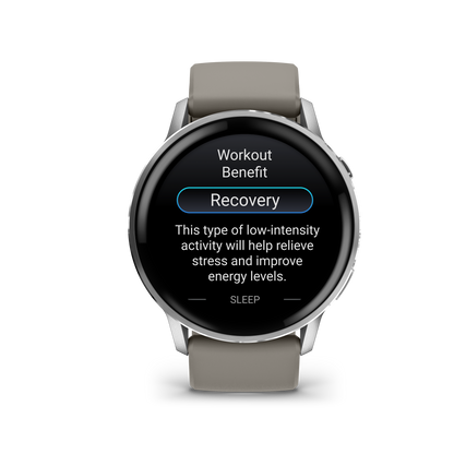 Garmin Venu 4 smartwatch, 45mm, silver case with silver-gray silicone band