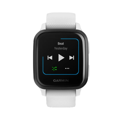 Garmin Venu Sq Music, GPS Slate Aluminum Bezel with White Case and Silicone Band (010-02426-04) by Garmin