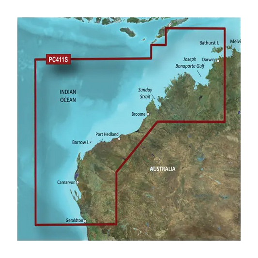 Garmin Australia, Geraldton to Darwin Coastal Charts BlueChart g3 | HXPC411S | microSD/SD (010-C0869-20) by Garmin