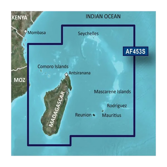 Garmin Indian Ocean, Mascarene Plateau and Madagascar Charts BlueChart g3 Vision | VAF453S | microSD/SD by Garmin