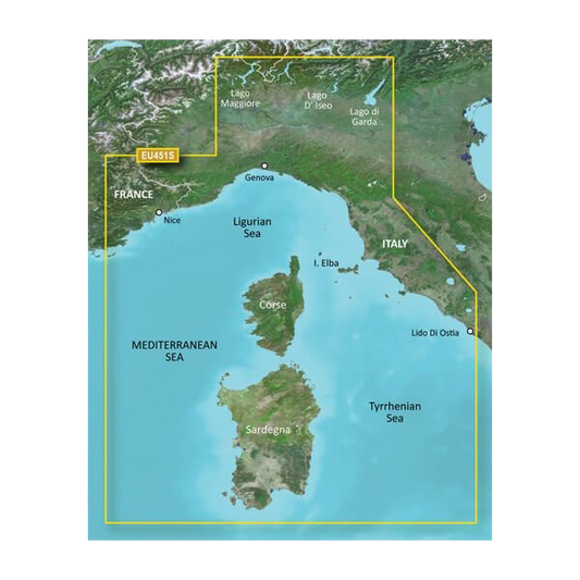 Garmin Italy, Ligurian Sea to Corsica and Sardinia Charts BlueChart g3 Vision | VEU451S | microSD/SD by Garmin